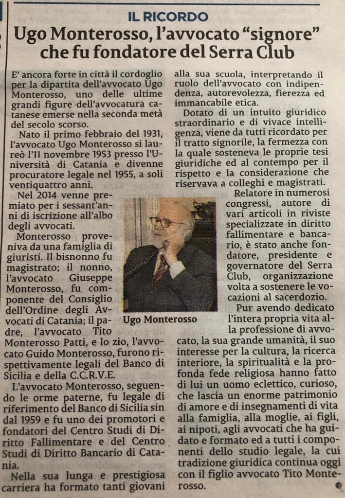 Ricordo Avv. Ugo Monterosso